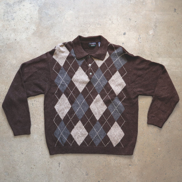 Trader Bay Argyle Silk Sweater Knit