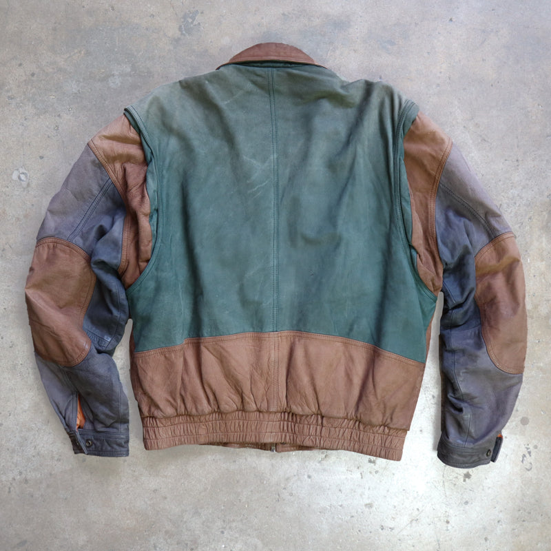 Beyond Leather Bomber Jacket Multi Color 90's