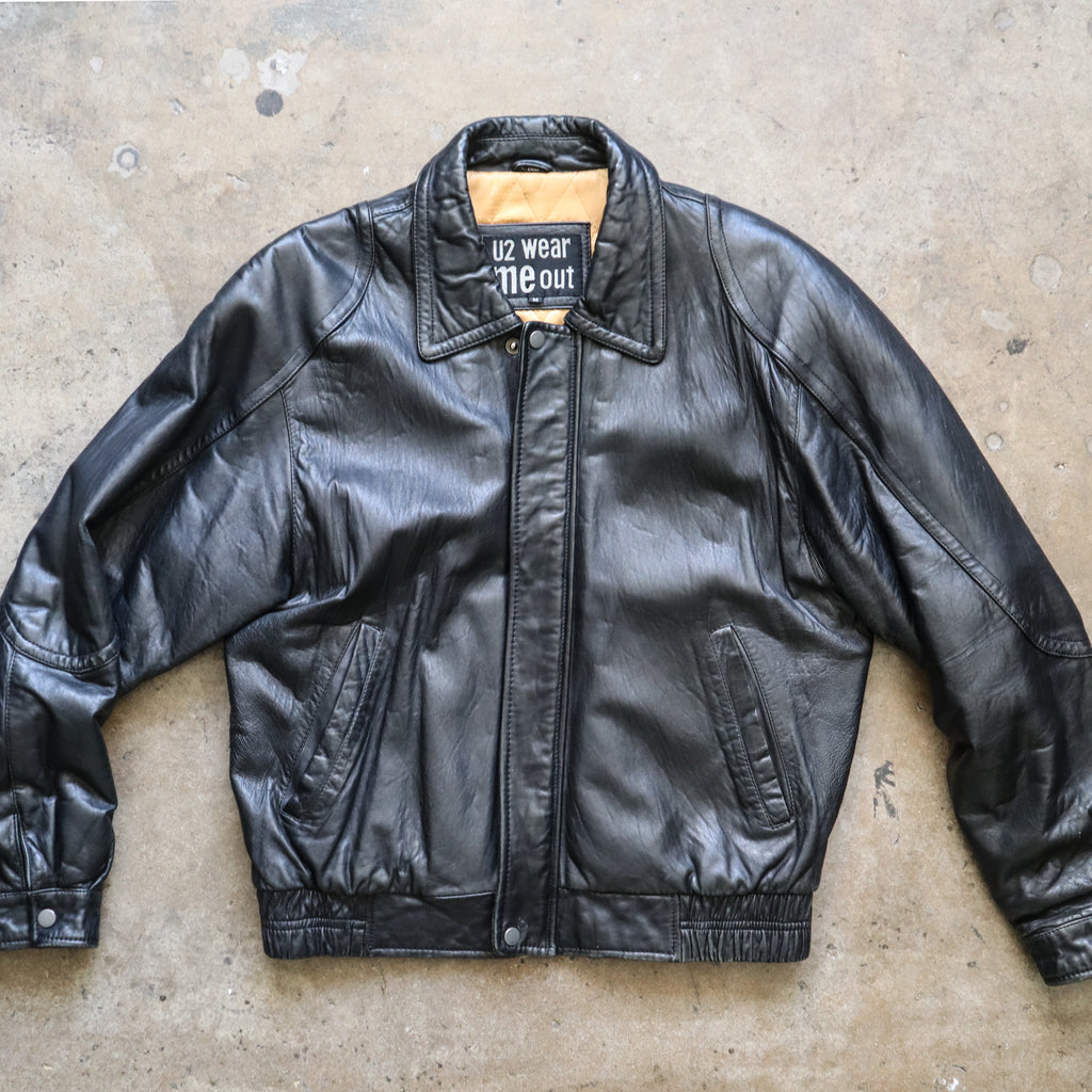 U2 wear me 2024 out leather bomber jacket